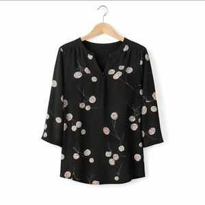 Daniel Rainn Black Floral Romantic Feminine Blouse Plus Sz 1X